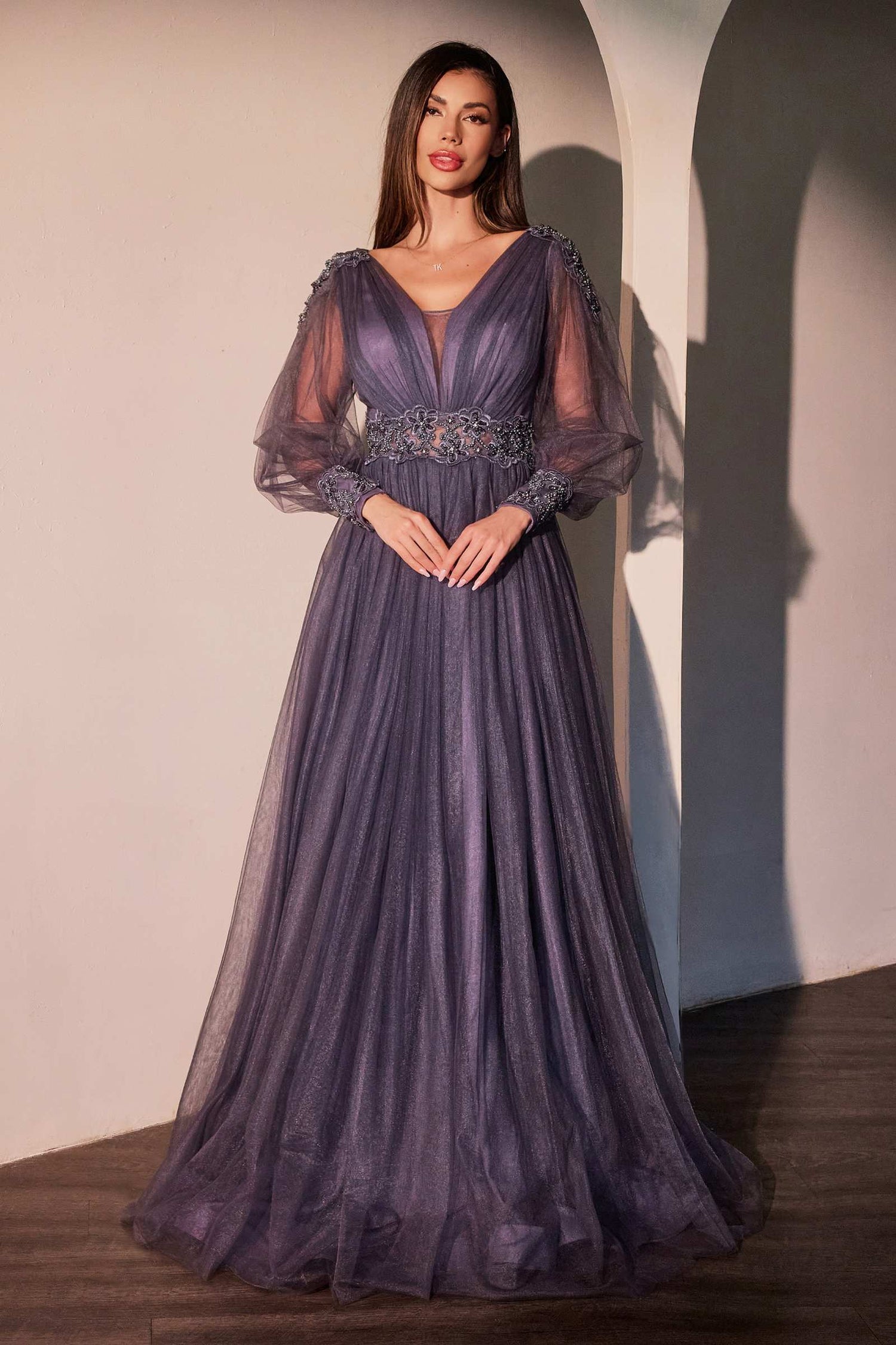 Ladivine CD0938 Long Sleeve Mother of Bride A-Line Dress by DiscountDressShop