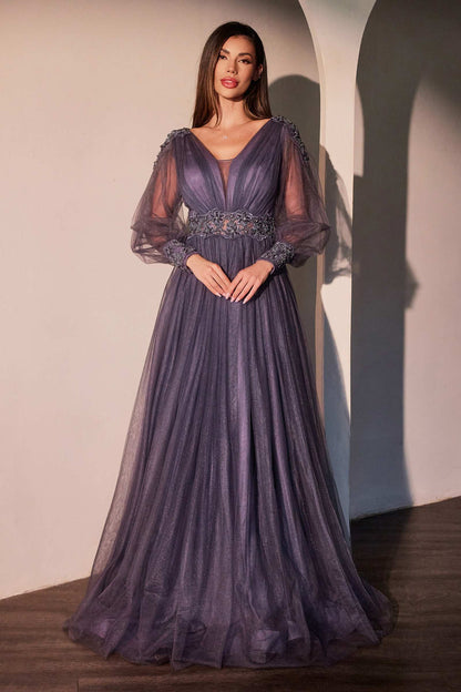 Ladivine CD0938 Long Sleeve Mother of Bride A-Line Dress by DiscountDressShop