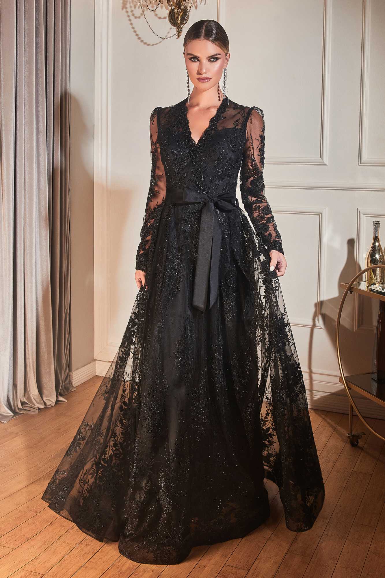 Cinderella Divine CD233 Long Sleeve Embellished Ball Gown by DiscountDressShop