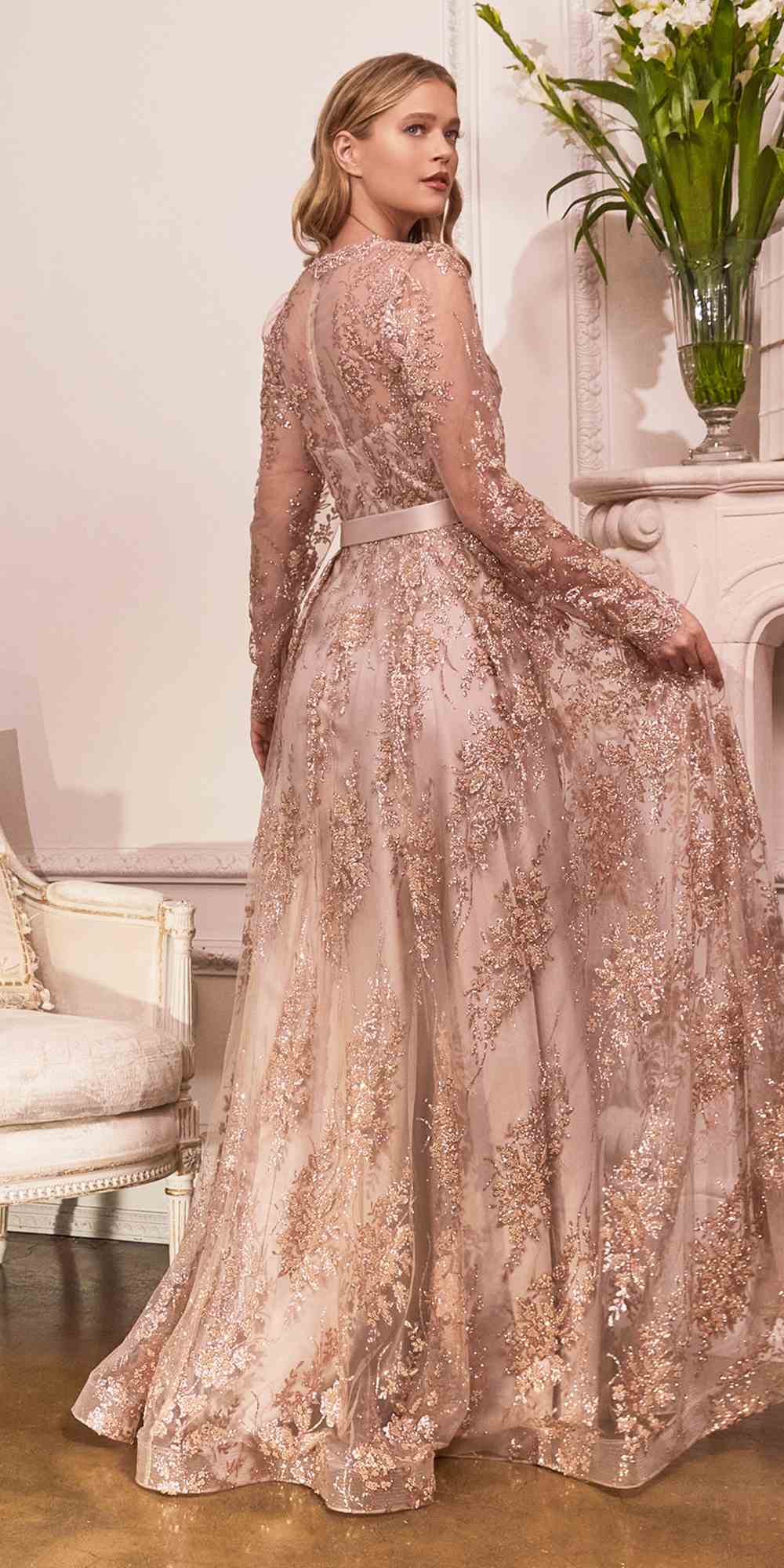Cinderella Divine CD233 Long Sleeve Embellished Ball Gown by DiscountDressShop