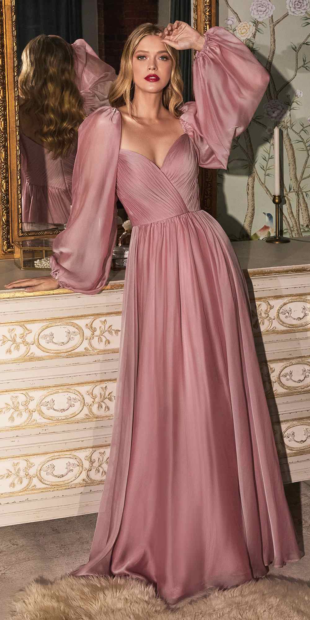Cinderella Divine CD243 Long Sleeve A-Line Dress by DiscountDressShop