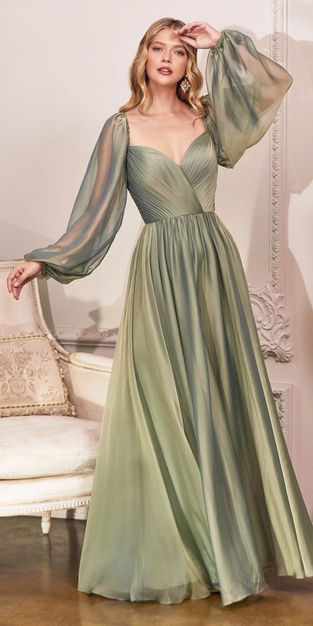 Cinderella Divine CD243 Long Sleeve A-Line Dress by DiscountDressShop