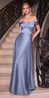 Ladivine CD325 Floor length Off the Shoulder A-Line Satin Dress by DiscountDressShop