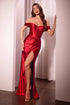 Ladivine CD370 Dress Satin Off The Shoulder Fitted Gown by DiscountDressShop