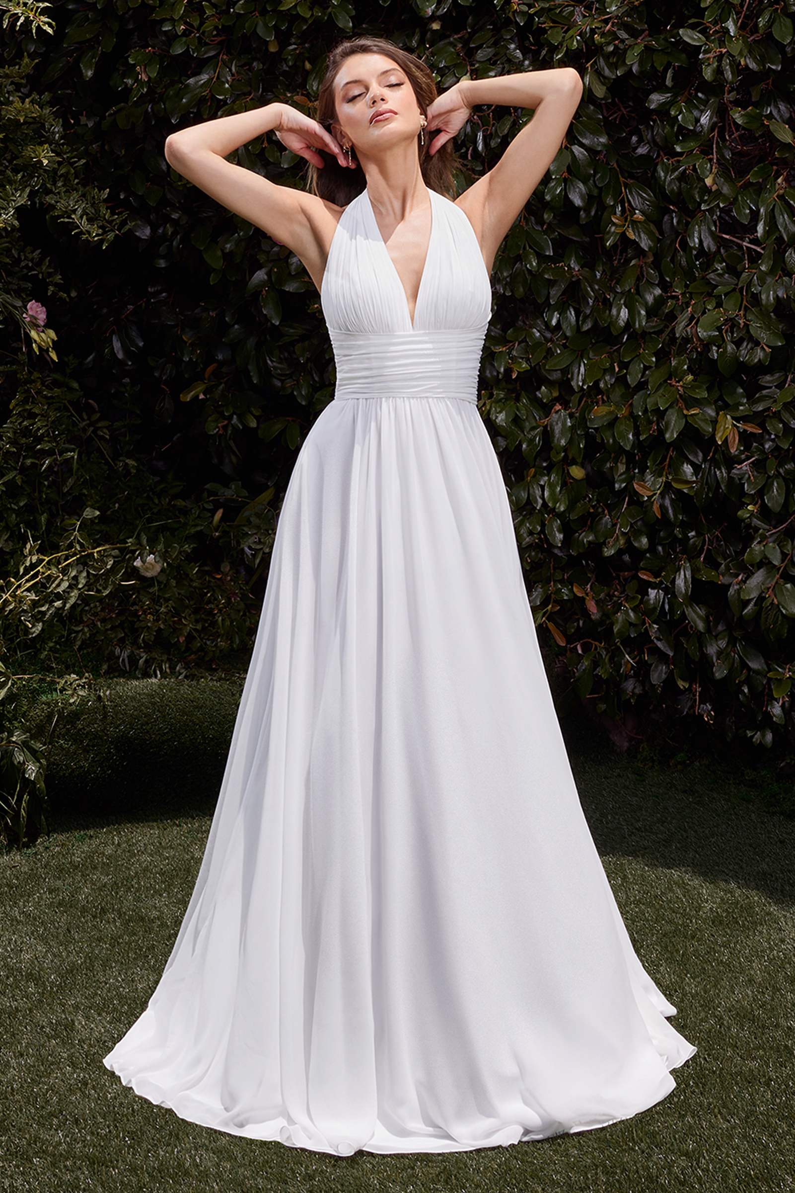 Ladivine CD372W Dress Satin Halter Neckline A-Line Bridal Gown by DiscountDressShop