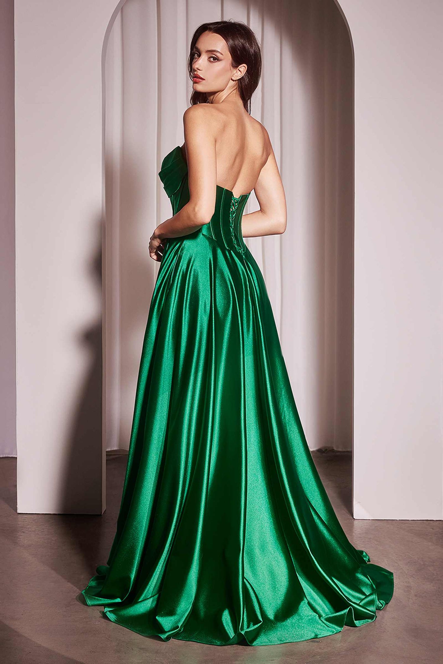 Ladivine CD378 Dress Strapless Satin A-Line Gown by DiscountDressShop