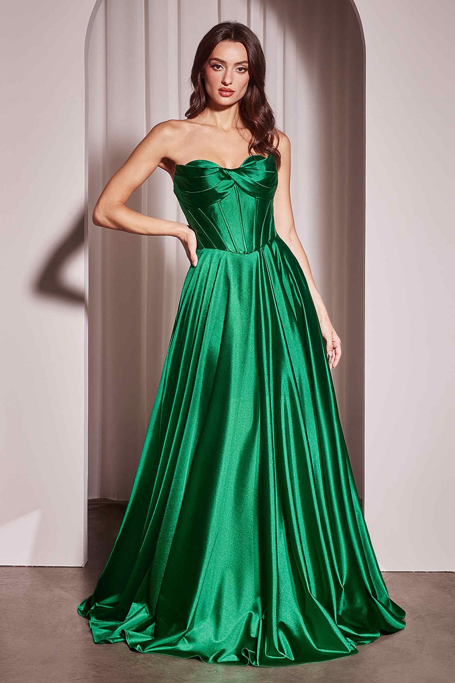 Ladivine CD378 Dress Strapless Satin A-Line Gown by DiscountDressShop