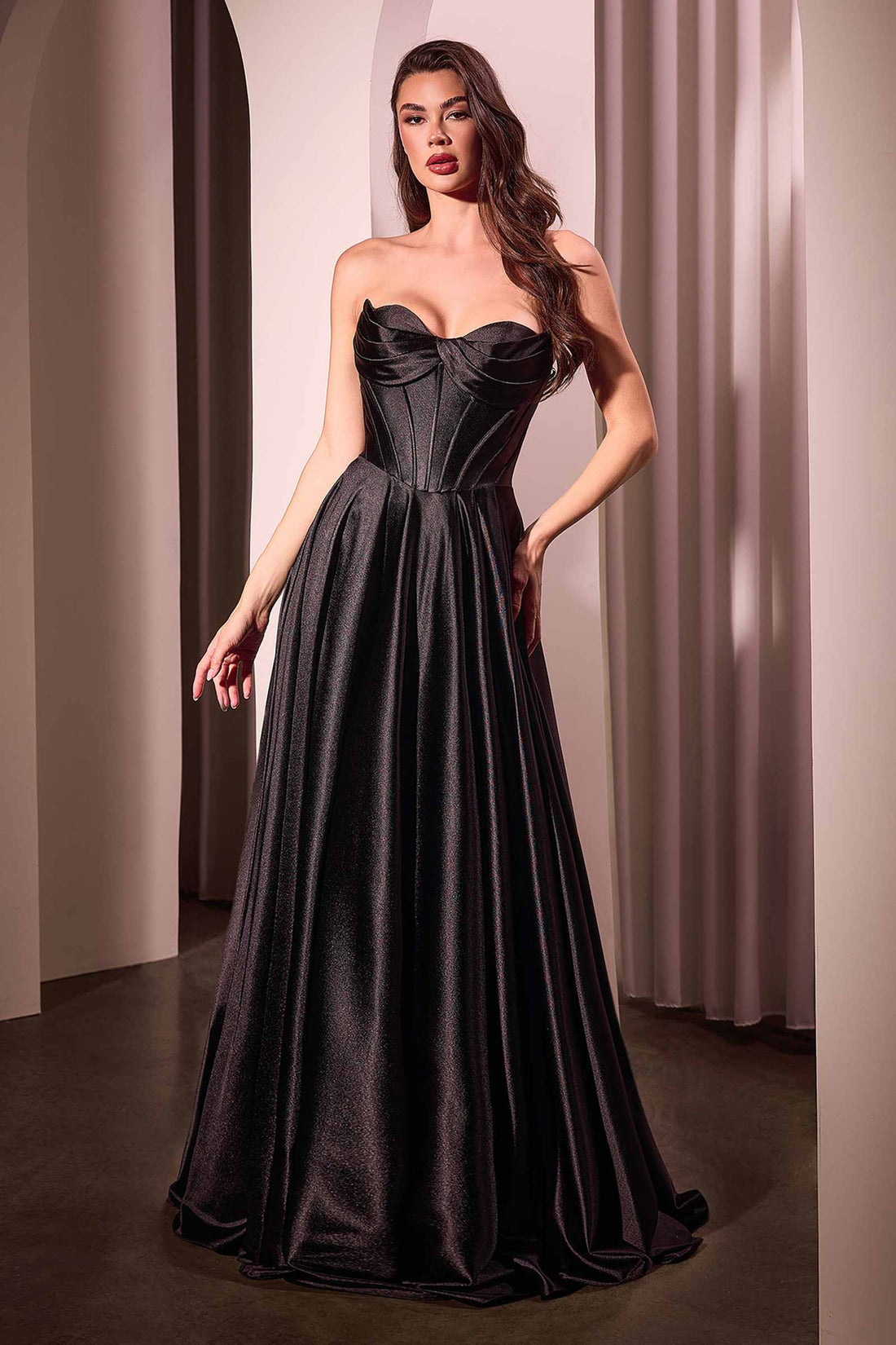 Ladivine CD378 Dress Strapless Satin A-Line Gown by DiscountDressShop