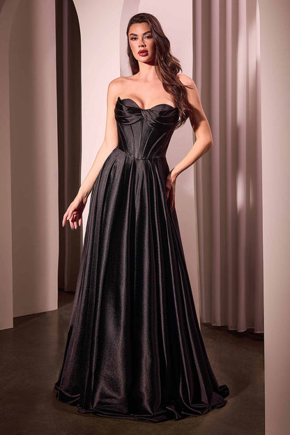 Ladivine CD378 Dress Strapless Satin A-Line Gown by DiscountDressShop