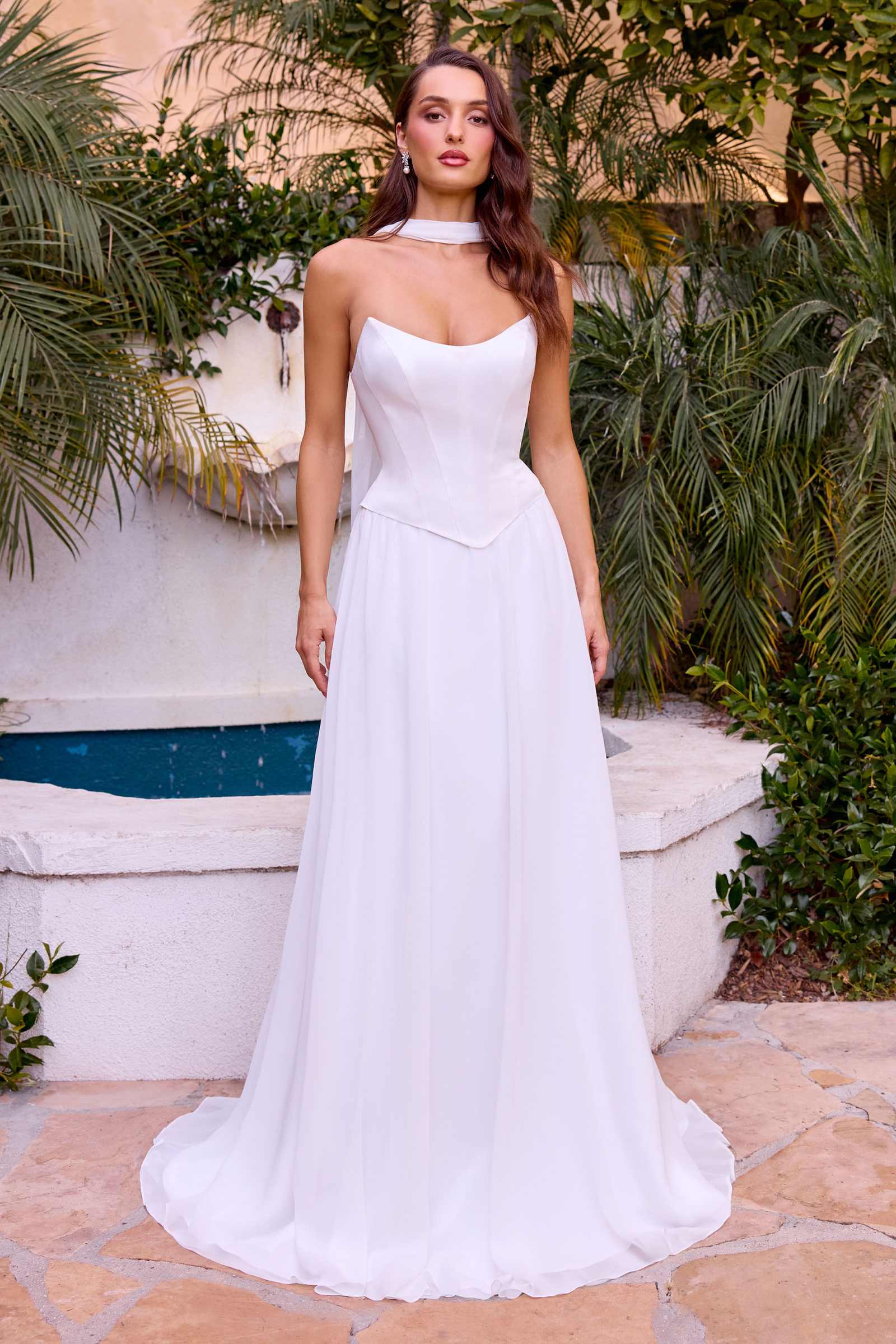 Ladivine CD386W Chiffon Strapless A-Line Bridal Gown by DiscountDressShop