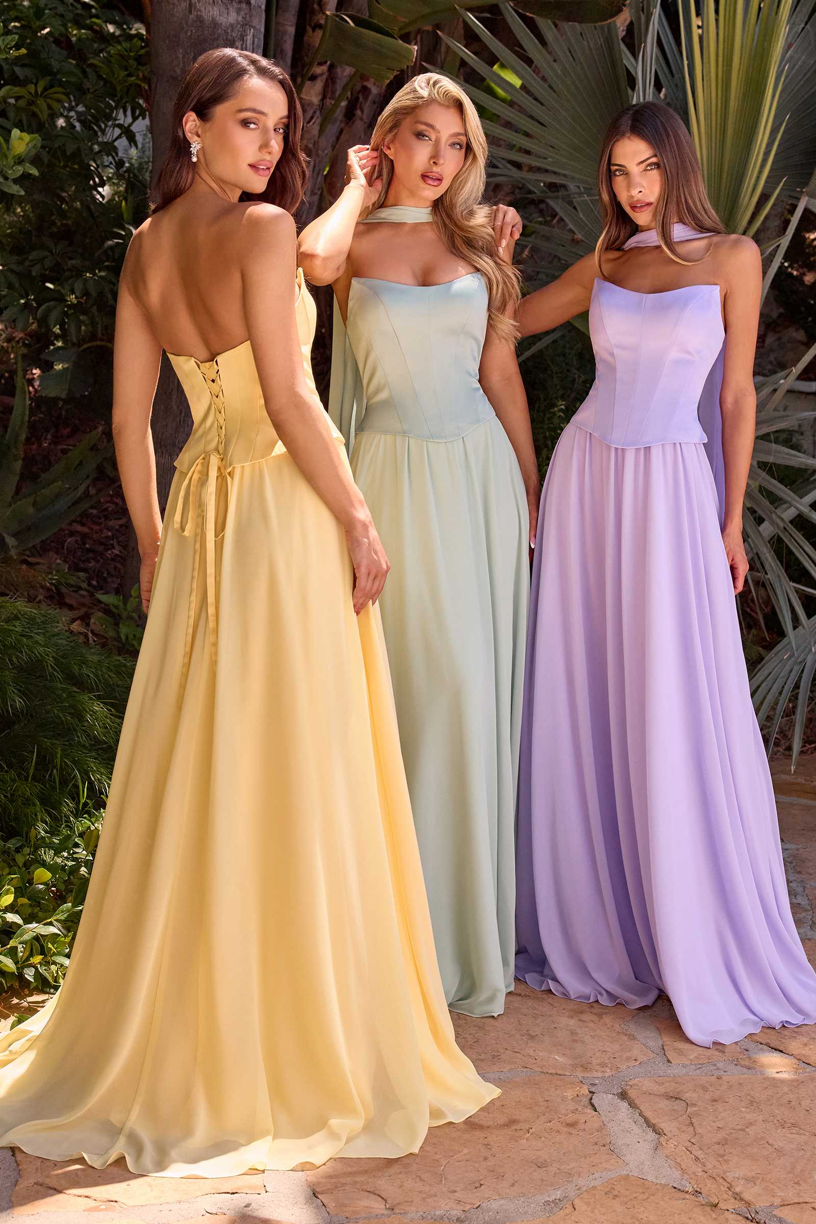 Ladivine CD386 Strapless Curved Neckline Boned Bodice A-line Gown by DiscountDressShop