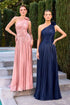 Ladivine CD415 One Shoulder Pleated Luminescent Chiffon Flowy Gown by DiscountDressShop