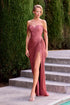 Ladivine CD417 Off Shoulder Pleated Luminescent Chiffon Fitted Gown by DiscountDressShop