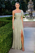 CLEARANCE - Ladivine CD418 One Shoulder A-Line Pleated Luminescent Chiffon Gown (Size 16) by DiscountDressShop