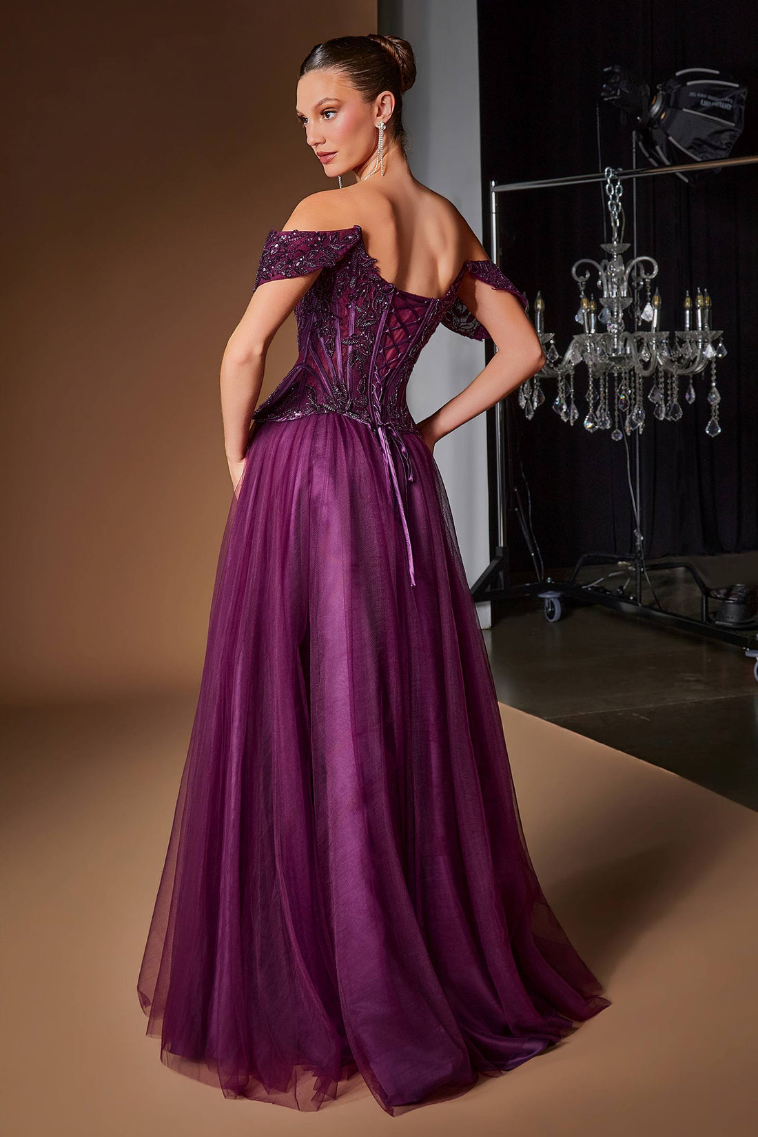 Ladivine CD657 Off the Shoulder A-line Ballgown Tulle Dress  DestGlow