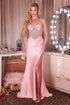 Ladivine CD686 Captivating Fitted Beaded Bodice Sating Skirt Evening Gown by DiscountDressShop