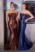 Ladivine CD687 Sleek Satin Fitted Strapless Gown Lace up Corset by DiscountDressShop