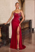 Ladivine CD689 Fitted Asymmetrical Strapless Stretch Satin Gown by DiscountDressShop