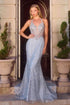 Ladivine CD695 Halter Neck Crystal Sequin Plunging Mermaid Dress by DiscountDressShop