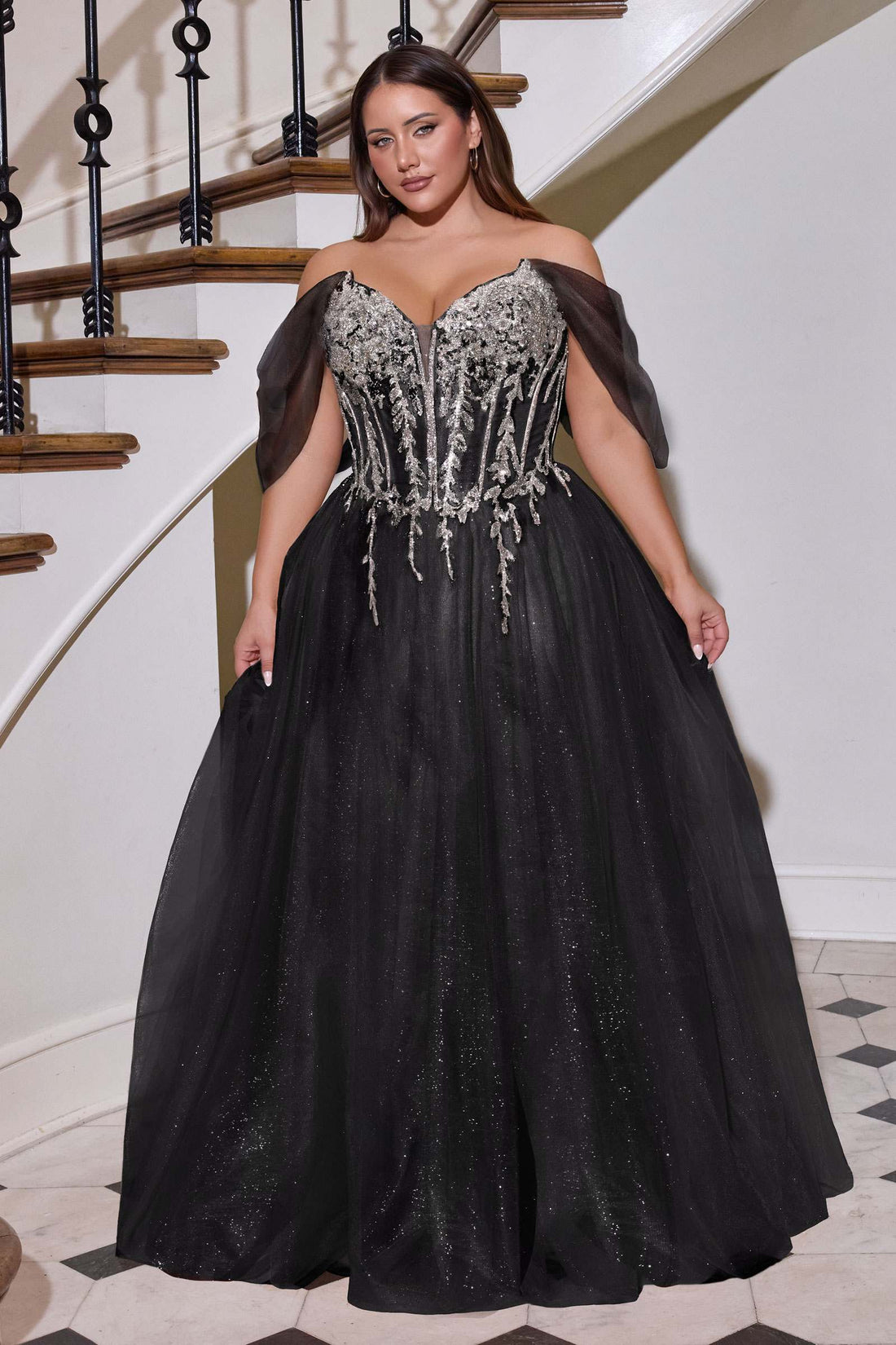 Ladivine CD721C Strapless A-Line Sweetheart Corset Bodice Plus Size Dress by DiscountDressShop