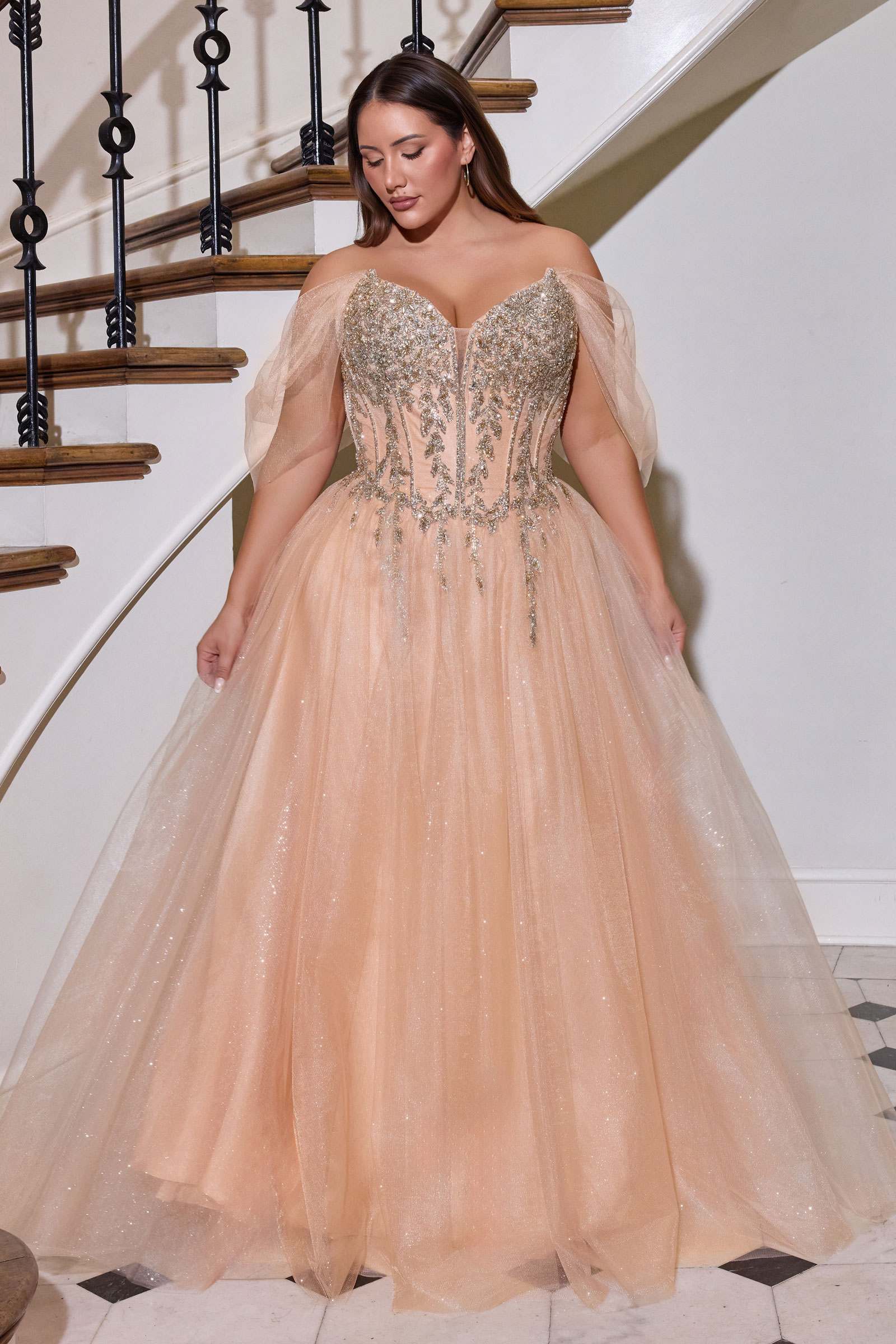 Ladivine CD721C Strapless A-Line Sweetheart Corset Bodice Plus Size Dress by DiscountDressShop