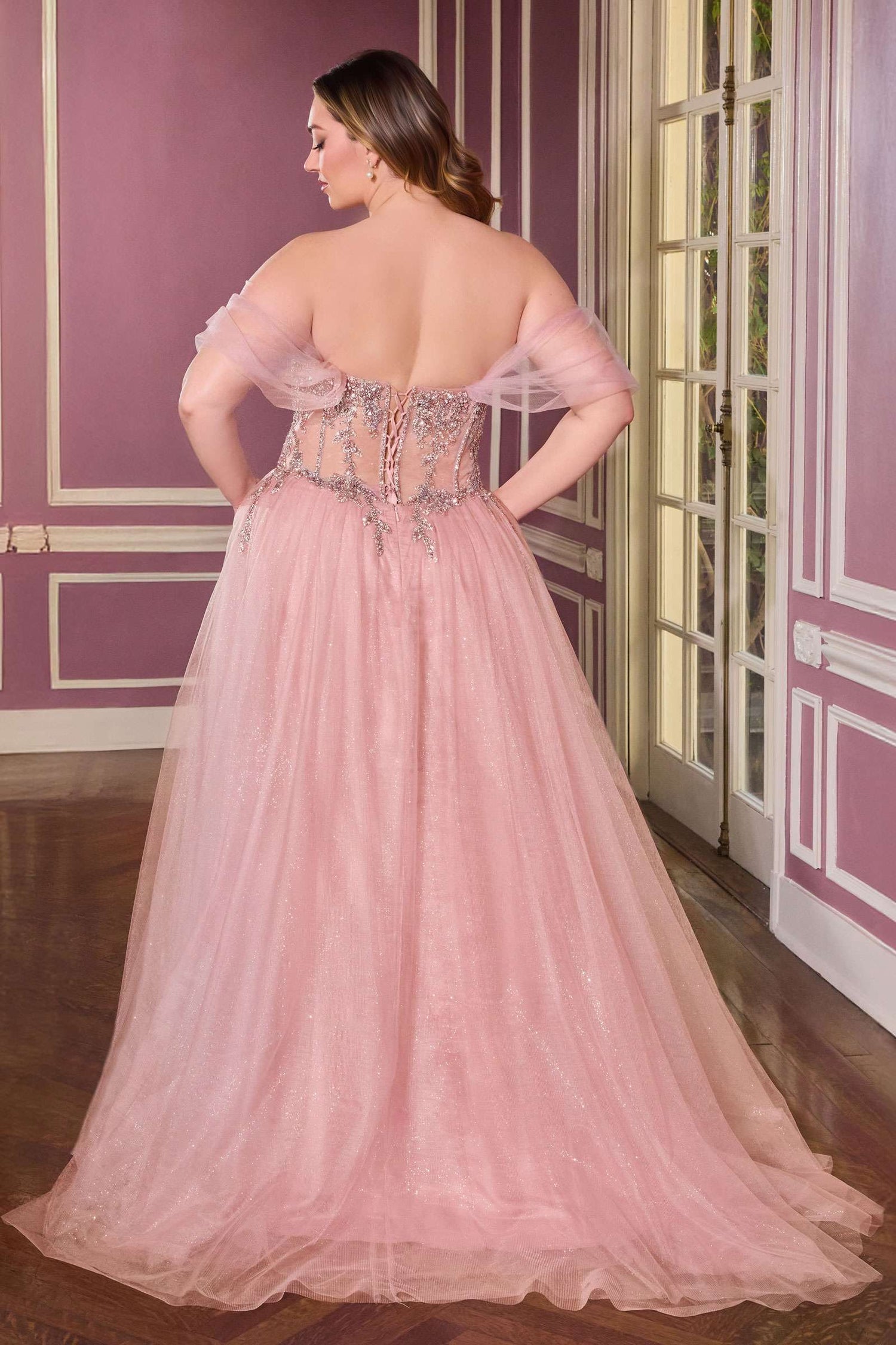 Ladivine CD721C Strapless A-Line Sweetheart Corset Bodice Plus Size Dress by DiscountDressShop