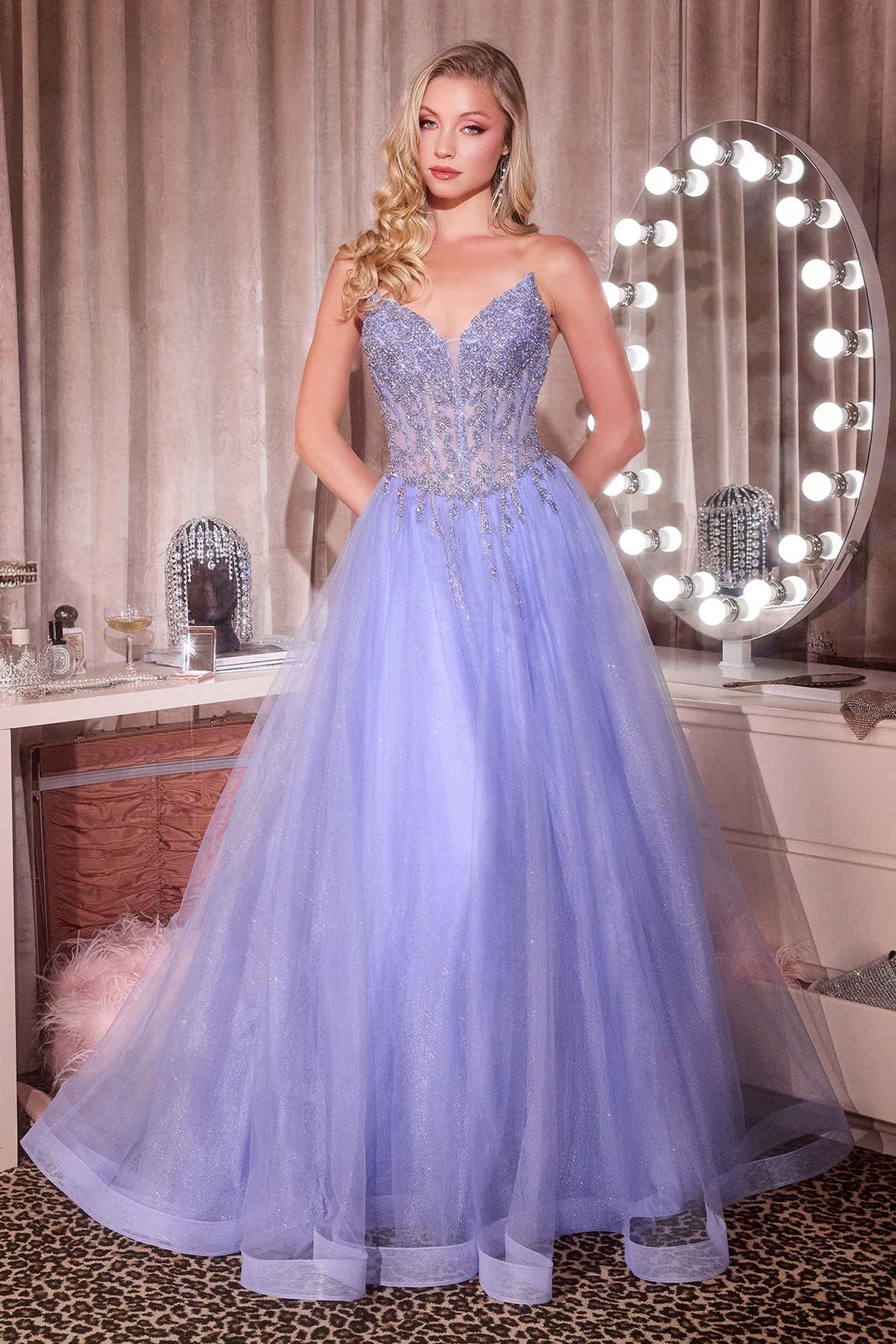 Ladivine CD721 Strapless A-Line Sweetheart Corset Bodice Formal Dress by DiscountDressShop