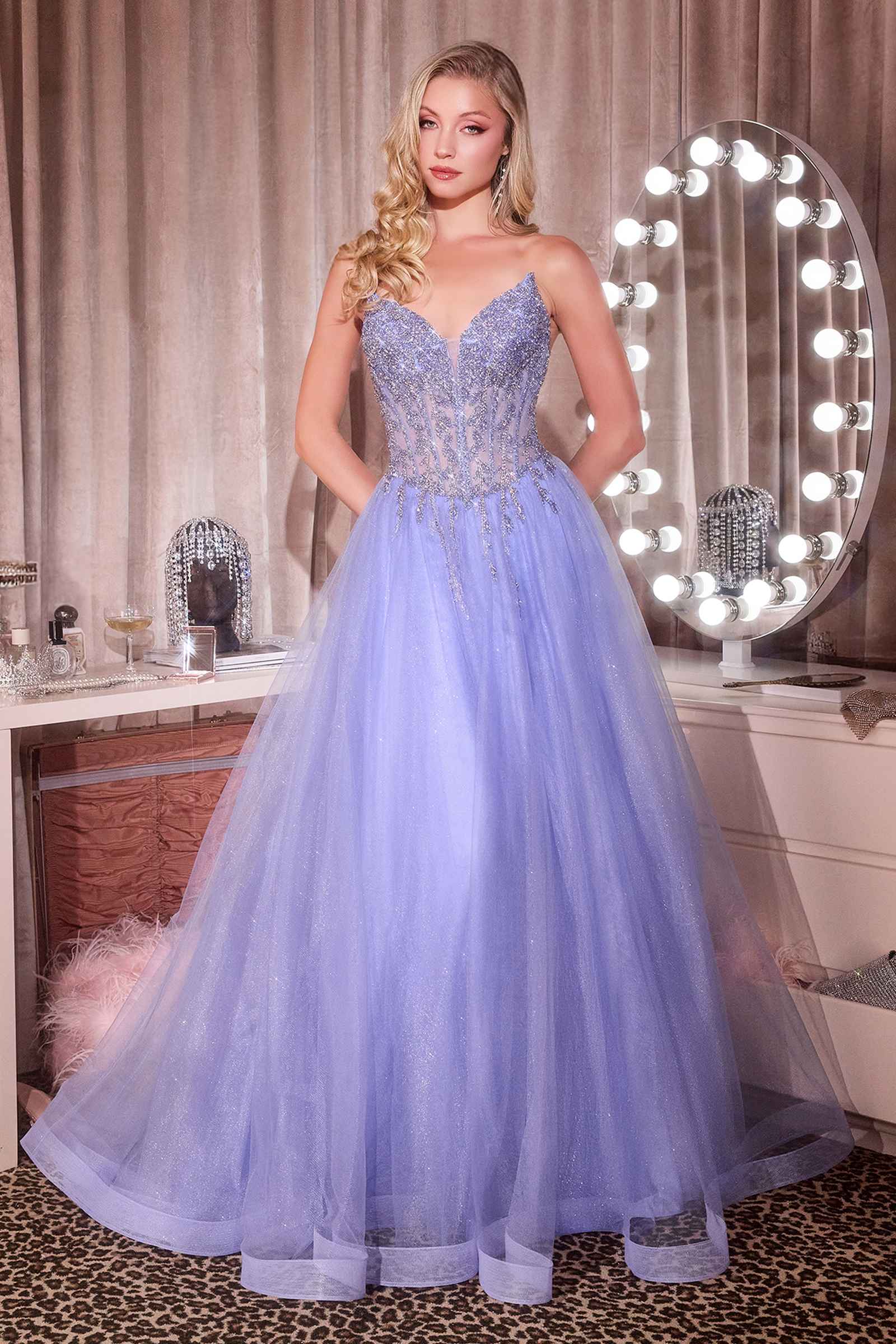 Ladivine CD721 Strapless A-Line Sweetheart Corset Bodice Formal Dress by DiscountDressShop