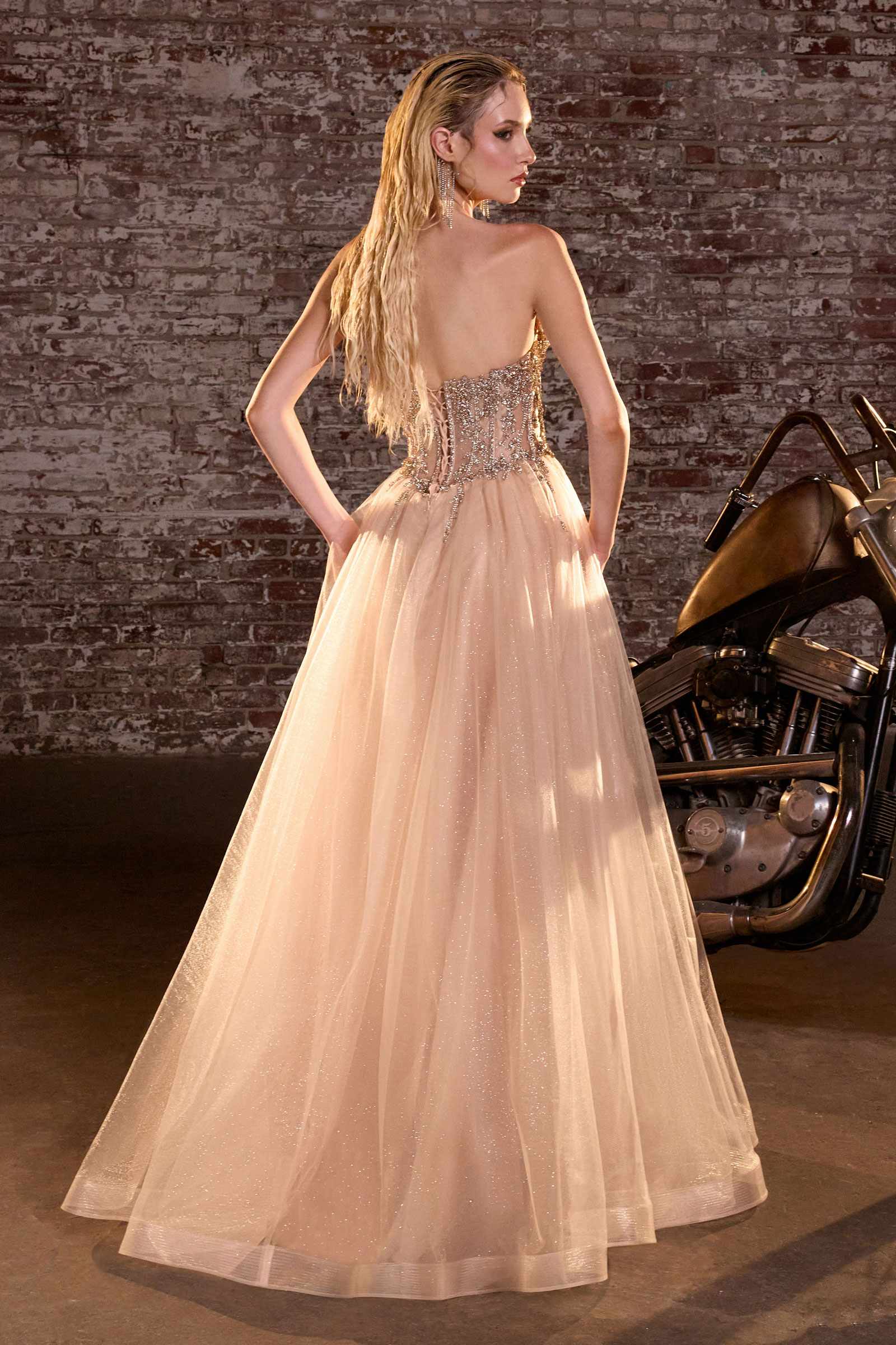 Ladivine CD721 Strapless A-Line Sweetheart Corset Bodice Formal Dress by DiscountDressShop