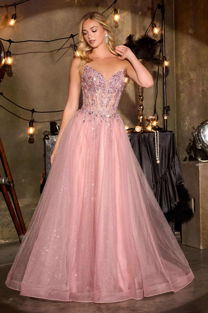 Ladivine CD721 Strapless A-Line Sweetheart Corset Bodice Formal Dress by DiscountDressShop