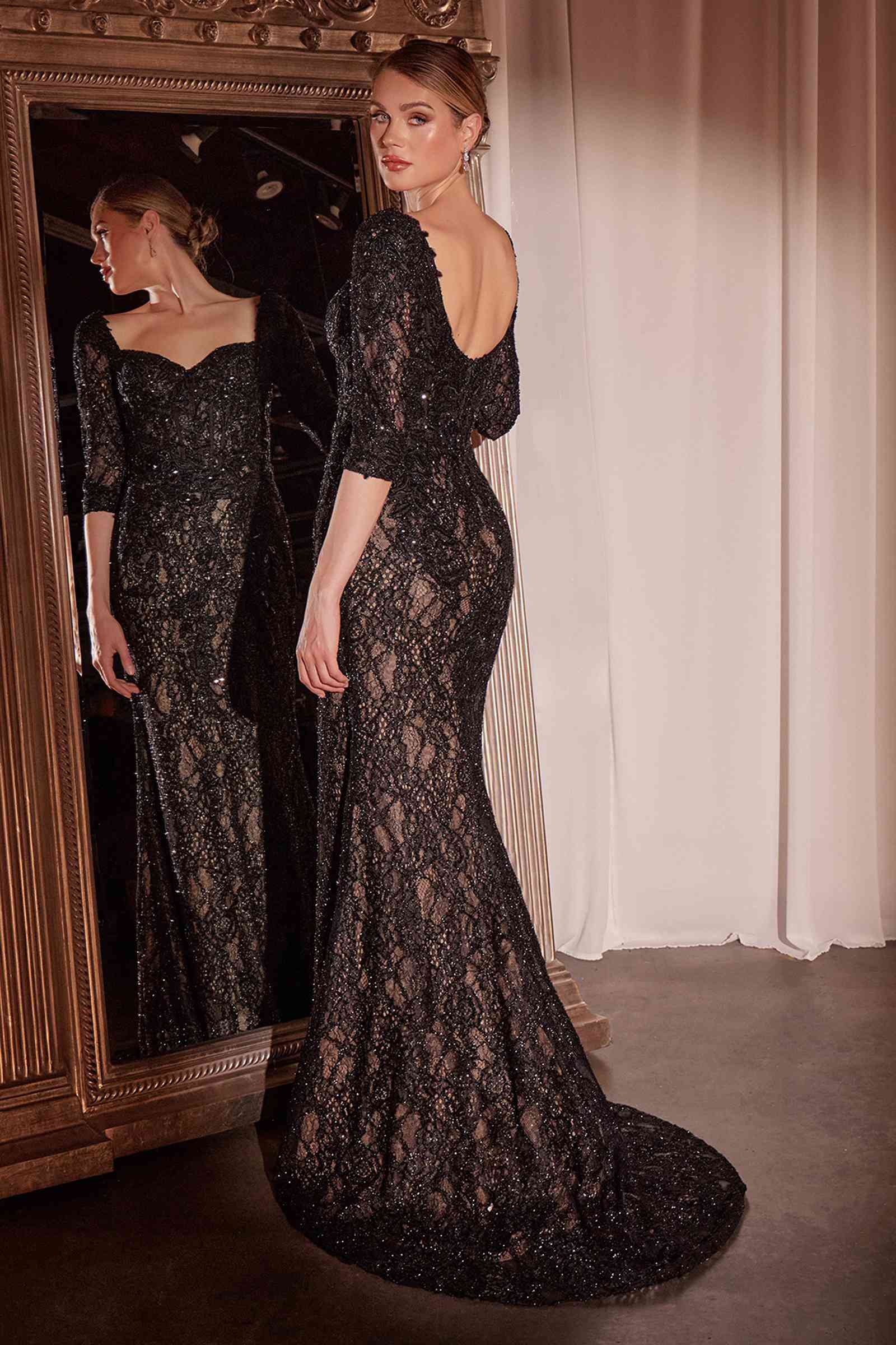 Ladivine CD749 Dress Lone Sleeve Lace Fitted Mother of the Bride Dress by DiscountDressShop