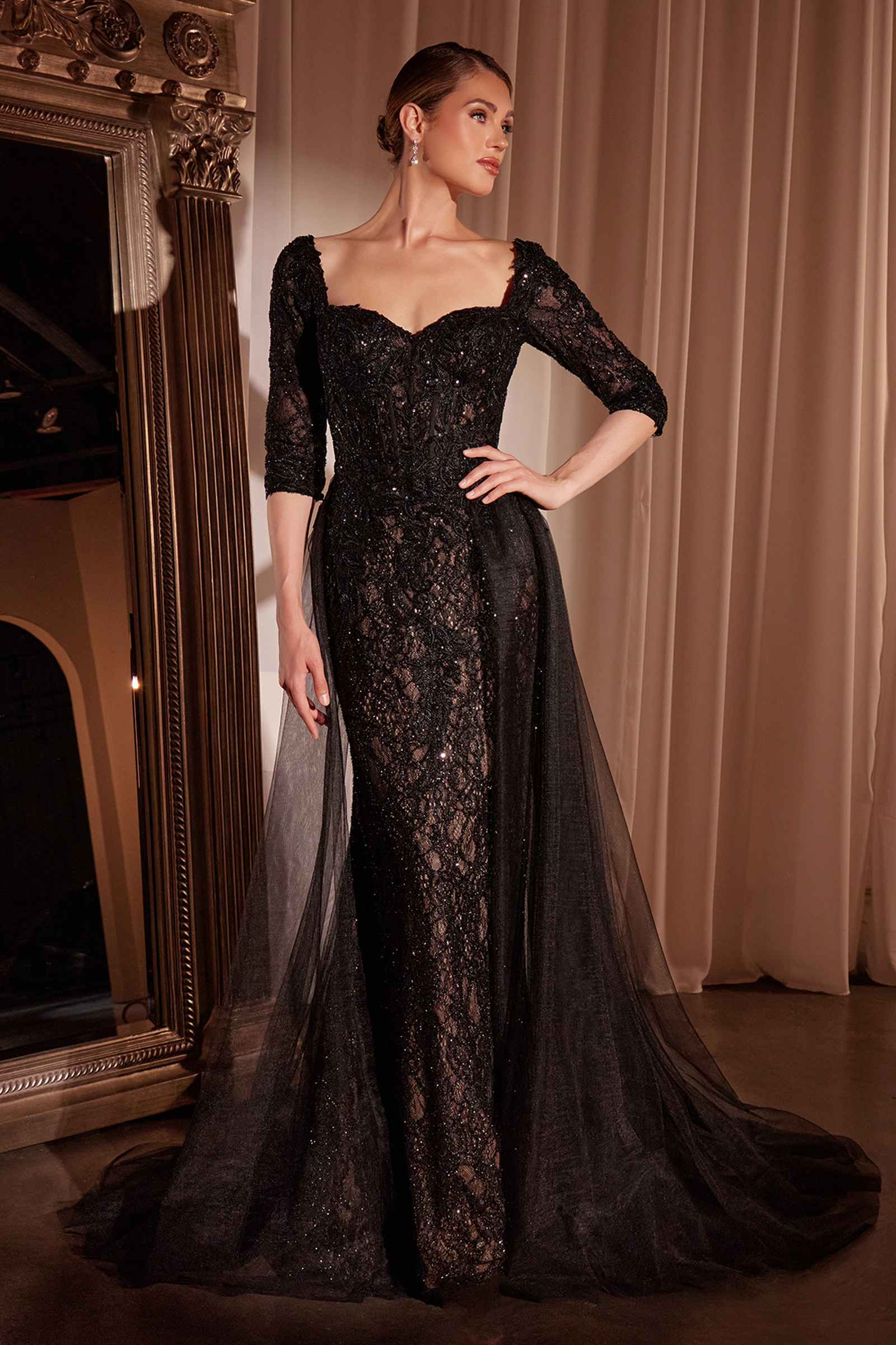 Ladivine CD749 Dress Lone Sleeve Lace Fitted Mother of the Bride Dress by DiscountDressShop