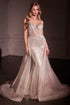 Ladivine CD763 Fit & Flare Crystal Embellished Gown & Overskirt by DiscountDressShop