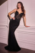 Ladivine CD779 Dress Fit & Flare Stretch Satin Crystal Embellished Gown by DiscountDressShop
