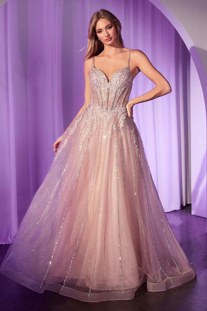 Ladivine CD786 Dress Crystal Embellished A-Line Tulle Gown by DiscountDressShop