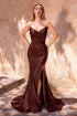 Ladivine CD791 Dress Strapless Stretch Satin Fitted Gown with Slit by DiscountDressShop