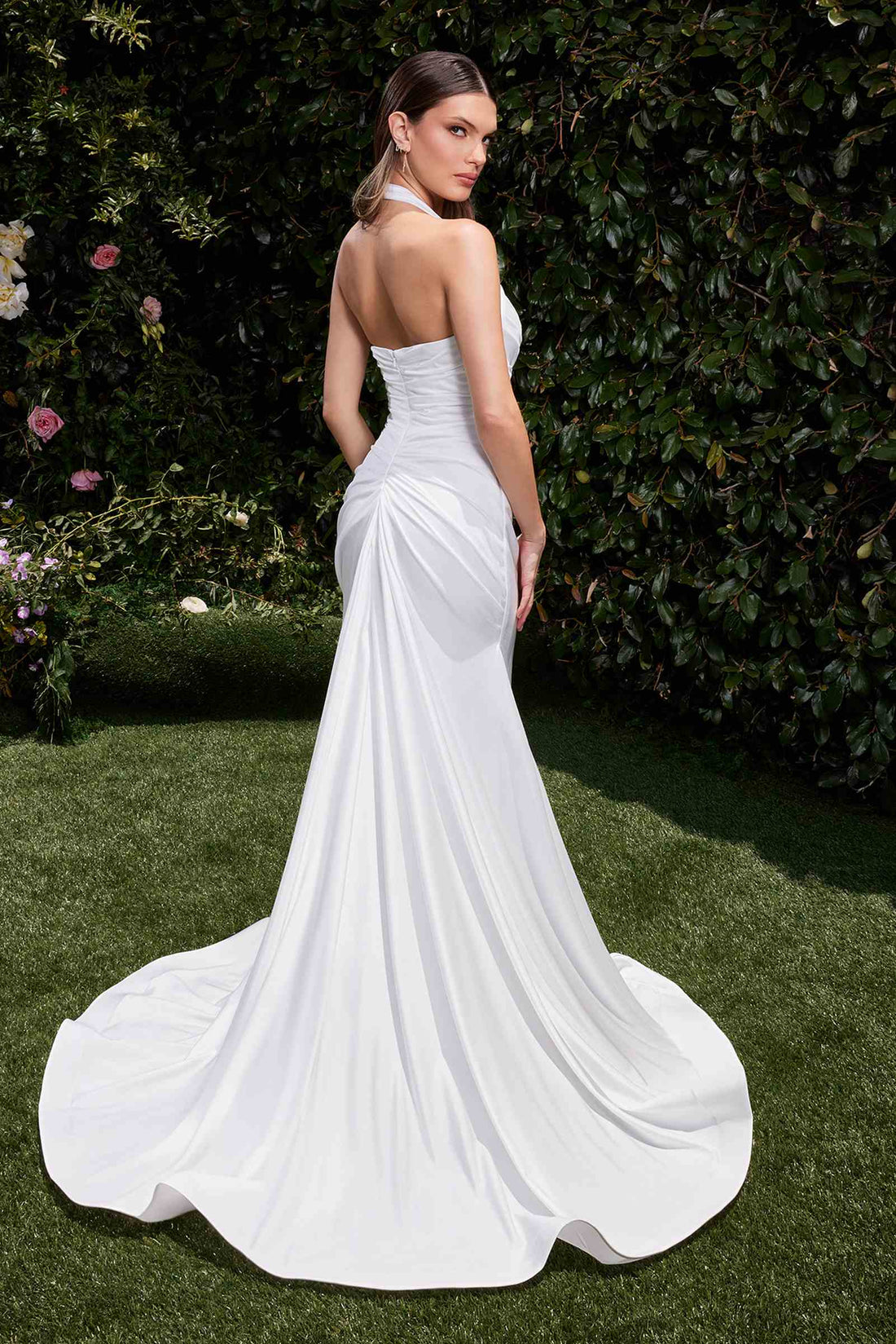 Ladivine CD796W Dress Stretch Spandex Fitted Halter Bridal Gown by DiscountDressShop