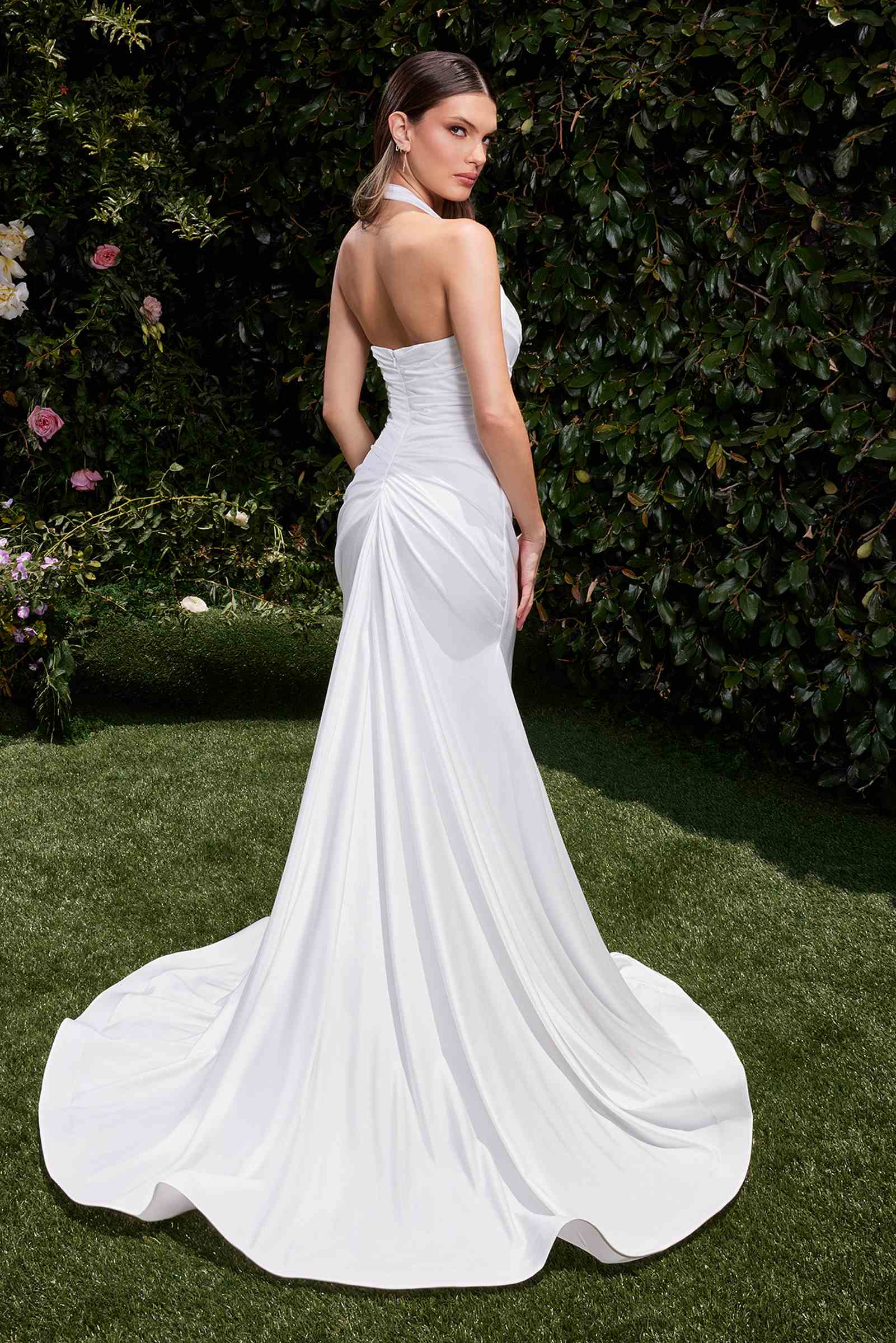 Ladivine CD796W Dress Stretch Spandex Fitted Halter Bridal Gown by DiscountDressShop