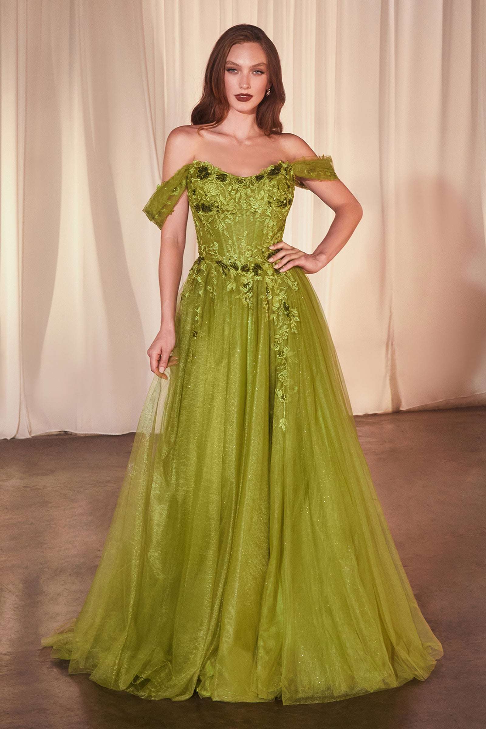 Ladivine CD799 Long Off The Shoulder A-Line Ball Gown by DiscountDressShop