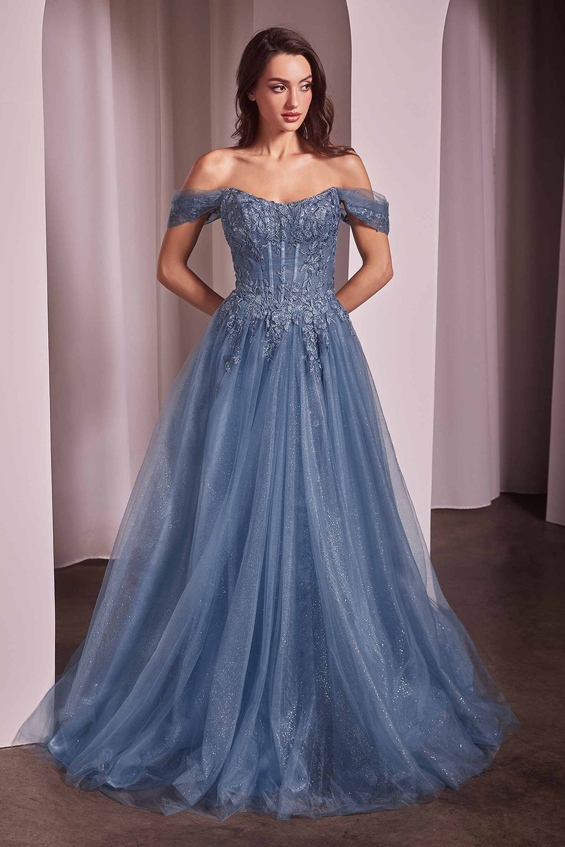 Ladivine CD799 Long Off The Shoulder A-Line Ball Gown by DiscountDressShop