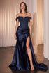CLEARANCE - Ladivine CD803 Off The Shoulder Lace & Satin Fitted Gown (Size 12) by DiscountDressShop