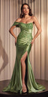 Ladivine CD804 Off Shoulder Lace & Satin Fit & Flare Prom Gown by DiscountDressShop