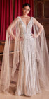 Ladivine CD865 Embellished Long Cape Sleeve Formal Gown by DiscountDressShop