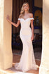 Cinderella Divine CD929 Fitted Off The Shoulder Bridal Gown Floral Lace Applique by DiscountDressShop