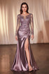 Ladivine CDS505 Dress Lace Long Sleeve Satin Fitted Gown by DiscountDressShop