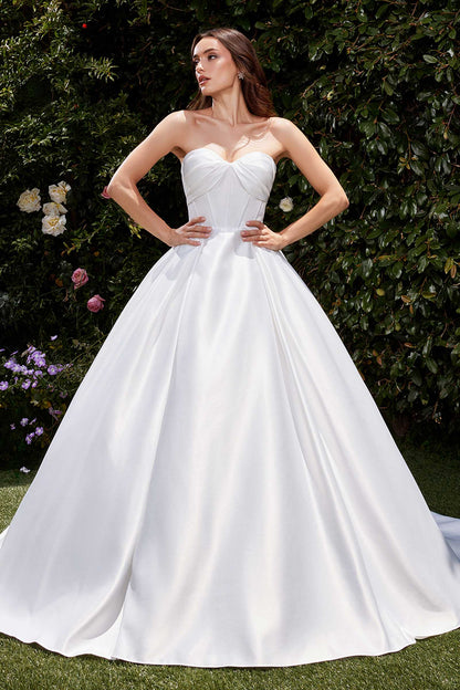 Ladivine CDS512W Dress Strapless Satin Bridal A-Line Ball Gown by DiscountDressShop