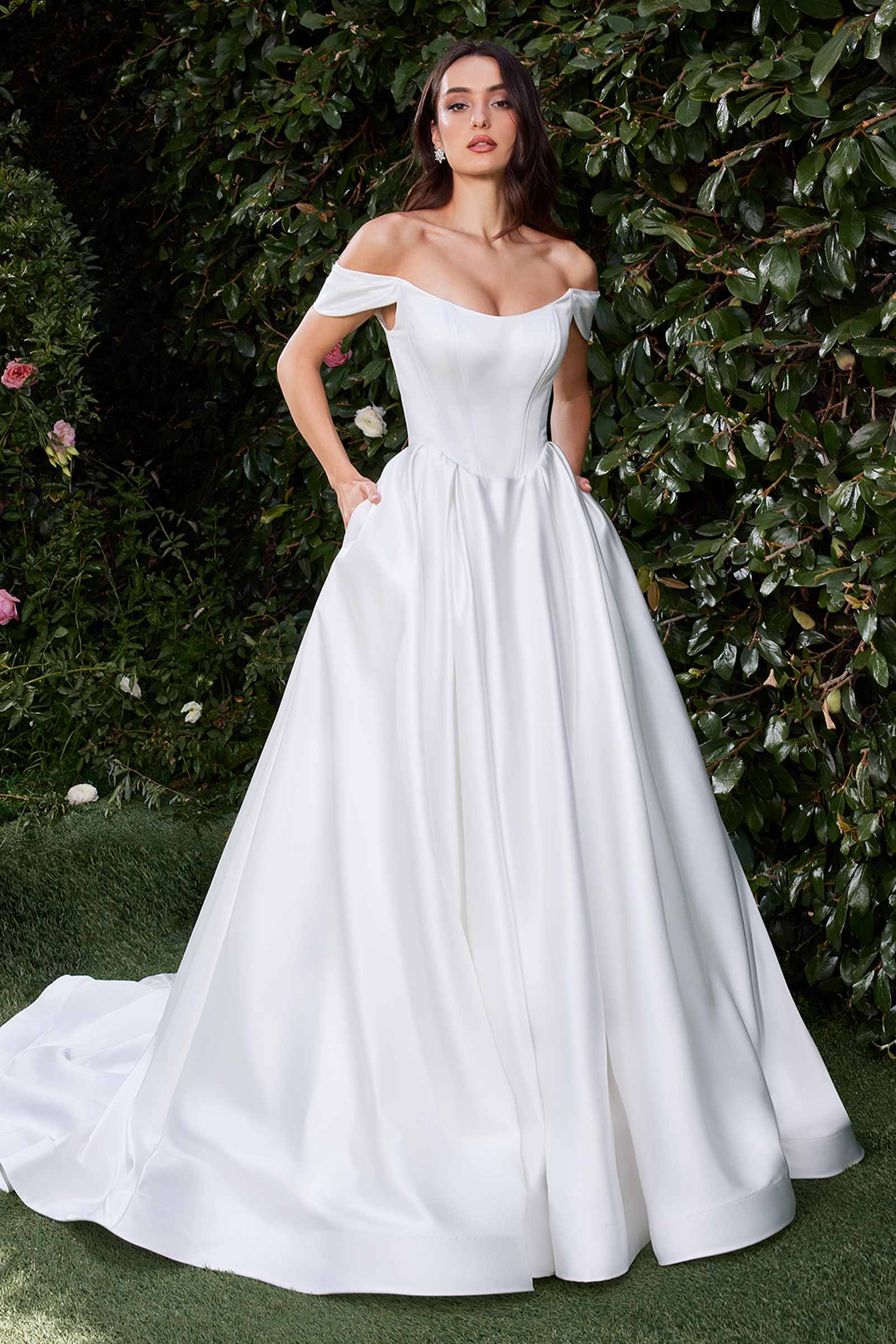 Ladivine CDS513W Dress Off the Shoulder Soft Satin Bridal Ball Gown by DiscountDressShop