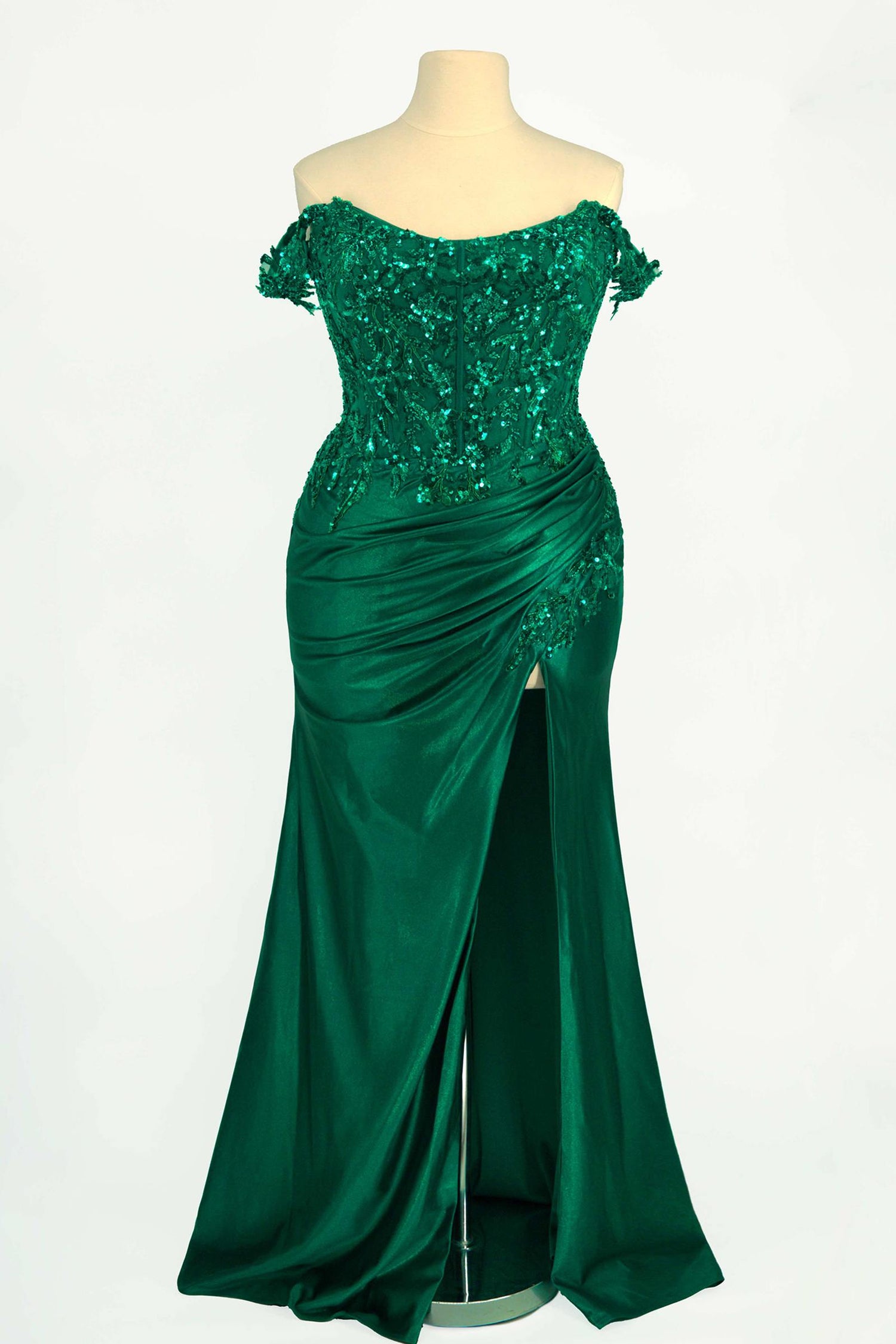 Ladivine CDS537C Off The Shoulder Lace &amp; Satin Curve Dress by DiscountDressShop