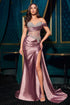 Ladivine CDS542 Off One Shoulder Fitted Gown Sweetheart Neckline Side Sash by DiscountDressShop