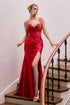 Ladivine CDS559 Fitted Corset Embellished Bodice Open Leg Slit Gown by DiscountDressShop